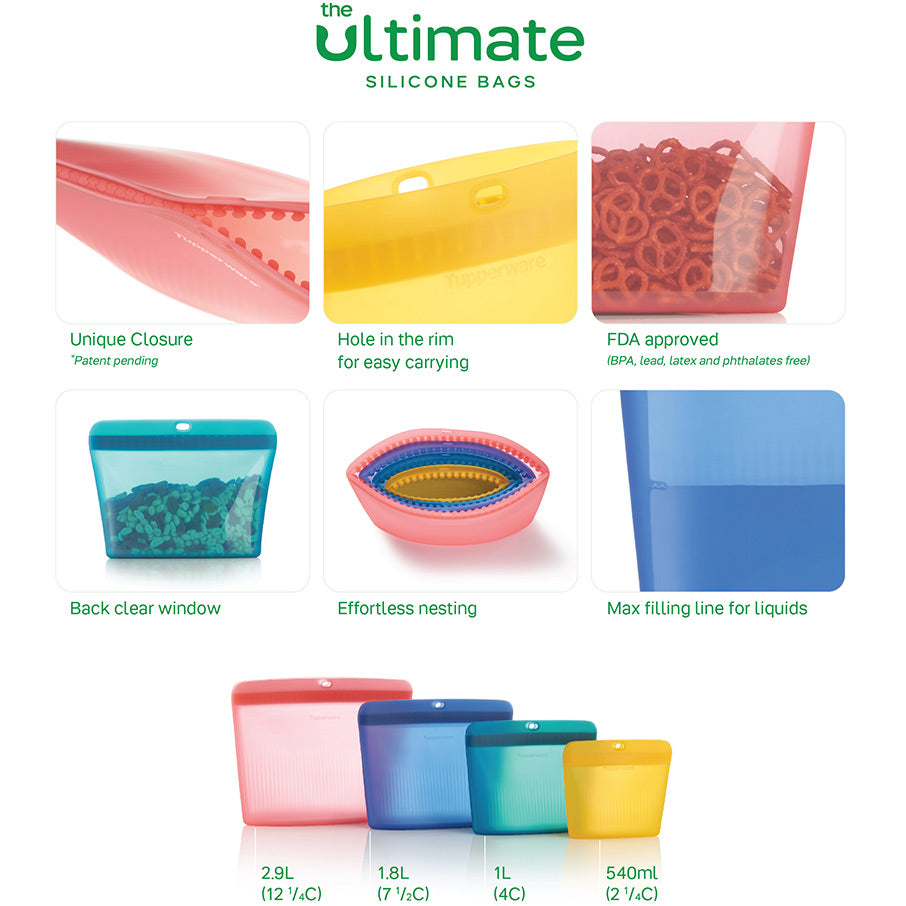 Tupper Ware Tupperware® Ultimate Silicone Stand-Up Bag | Small, Reusable, Leakproof