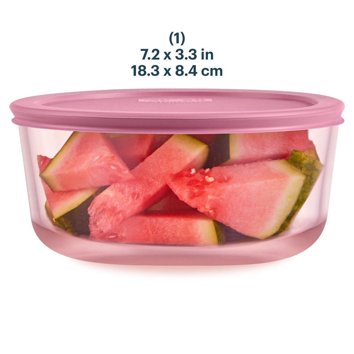 Pyrex Pyrex® Simply Store® Tinted Glass 7-cup Round Storage Container with Lid, Pink