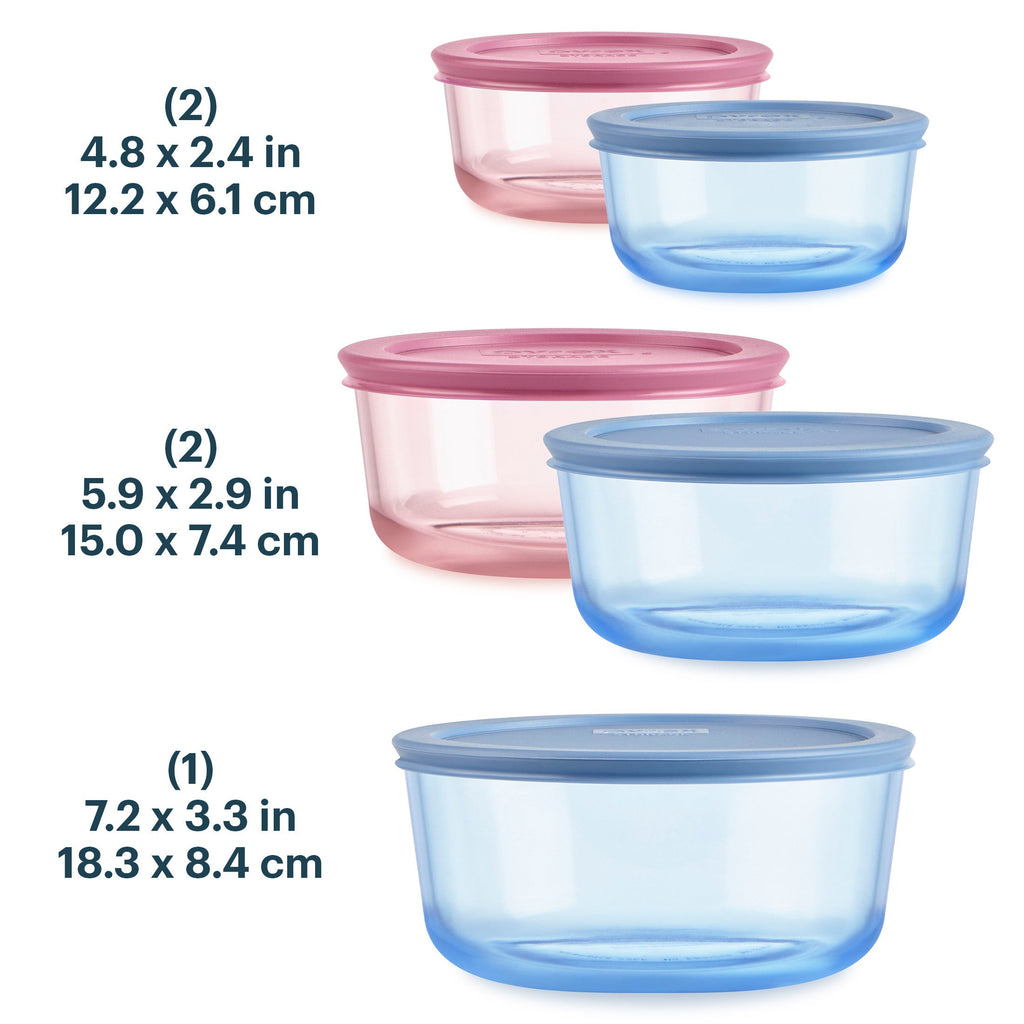 Pyrex Pyrex® Simply Store® Tinted Glass Round Storage Containers, 10-pc Set, Mixed Colors