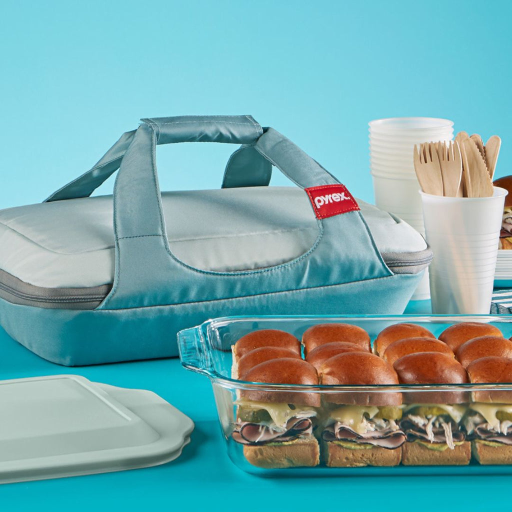 Pyrex Pyrex® Deep Portable 4-piece Glass Baking Dish Set Portable Set, Green Sage Lid