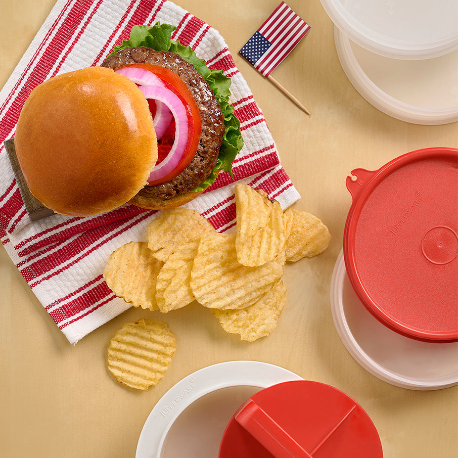 Tupper Ware Tupperware® Hamburger Press &amp; Keepers Set | Large Patty Mold &amp; Storage