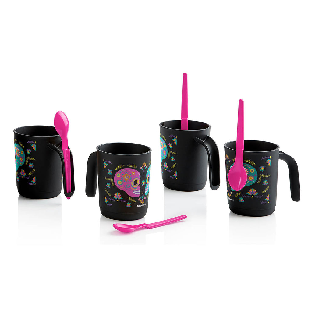 Tupper Ware Tupperware® Dia De Los Muertos Mug Set with Hang-On Spoons | Set of 4