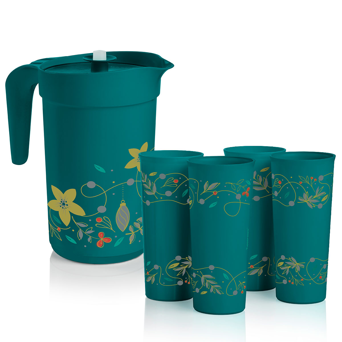 Tupper Ware Tupperware® Holiday Holly Serving Set | Bowls, Plates, Tumblers &amp; Pitcher