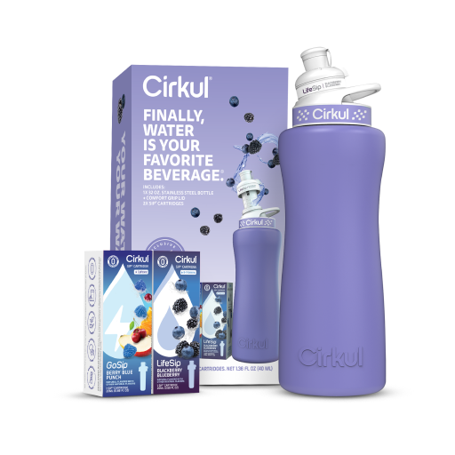 Cirkul 32oz. Matte Periwinkle Stainless Steel Bottle Starter Kit