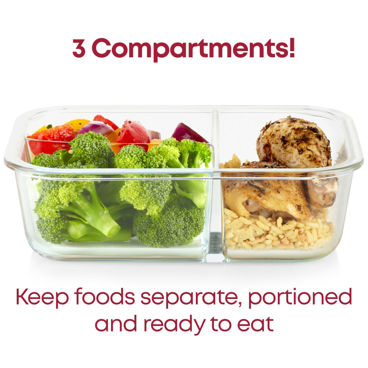Pyrex Pyrex® MealBox™ 5.5-cup Divided Glass Food Storage Container with Green Lid