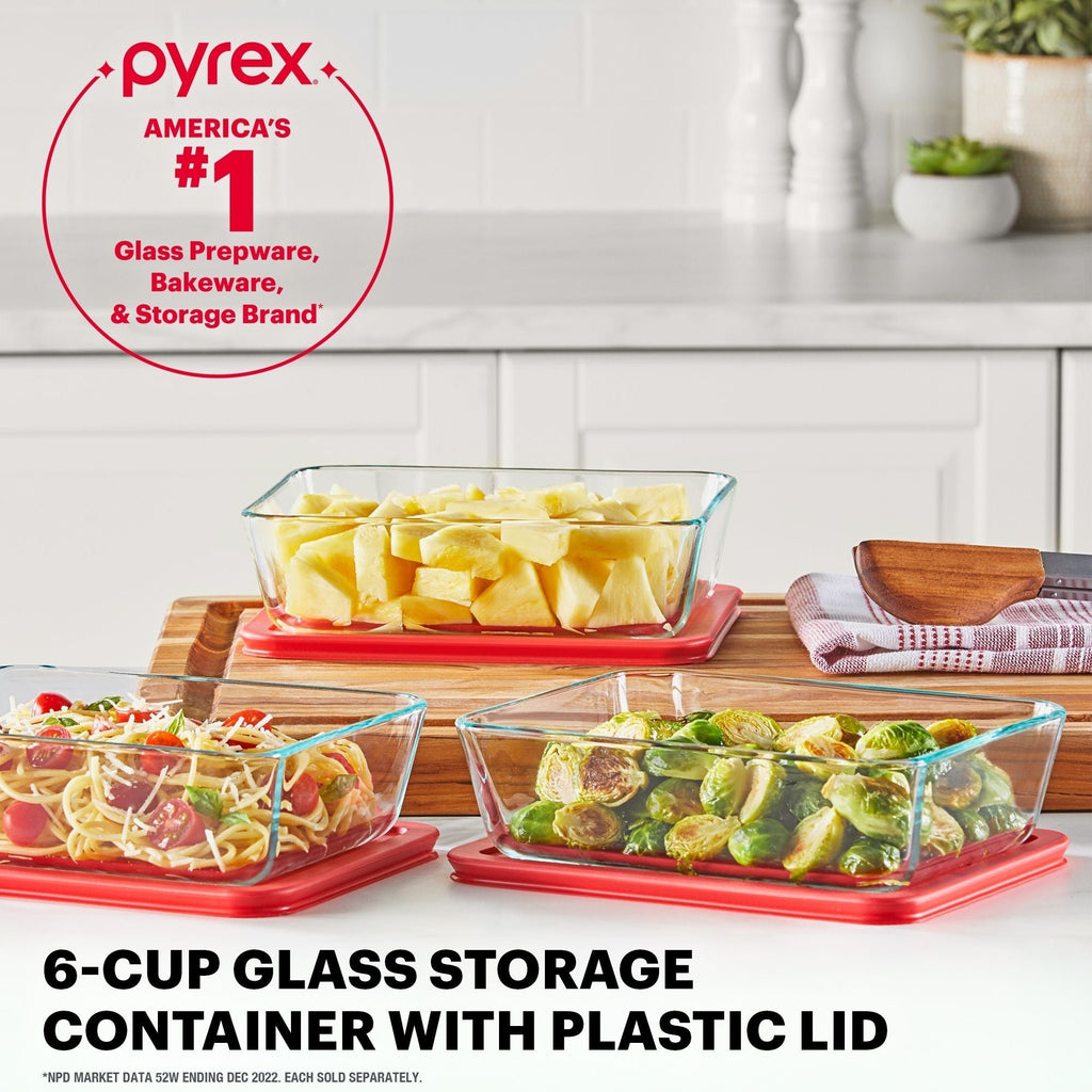 Pyrex Pyrex® Simply Store® 6-Cup Rectangle Glass Storage with Plastic Lid