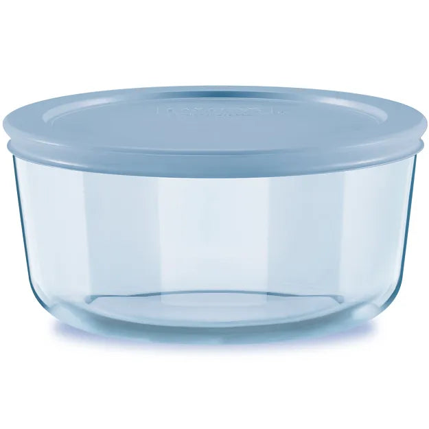 Pyrex Pyrex® Simply Store® Tinted 4-cup Round Storage with Blue Plastic Lid