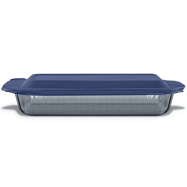 Pyrex Pyrex® Colors Sculpted Tinted 9" x 13" Baking Dish with Plastic Lid, Smoke