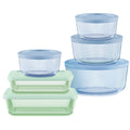 Pyrex Pyrex® Simply Store® Tinted 12-piece Storage Set with Plastic Lids, Green and Blue