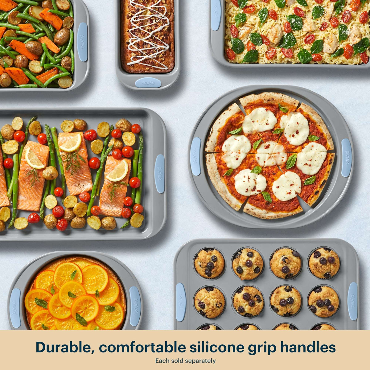 Pyrex Pyrex® Metal Bakeware 3-Piece Large Cookie Sheet Set in Cerulean