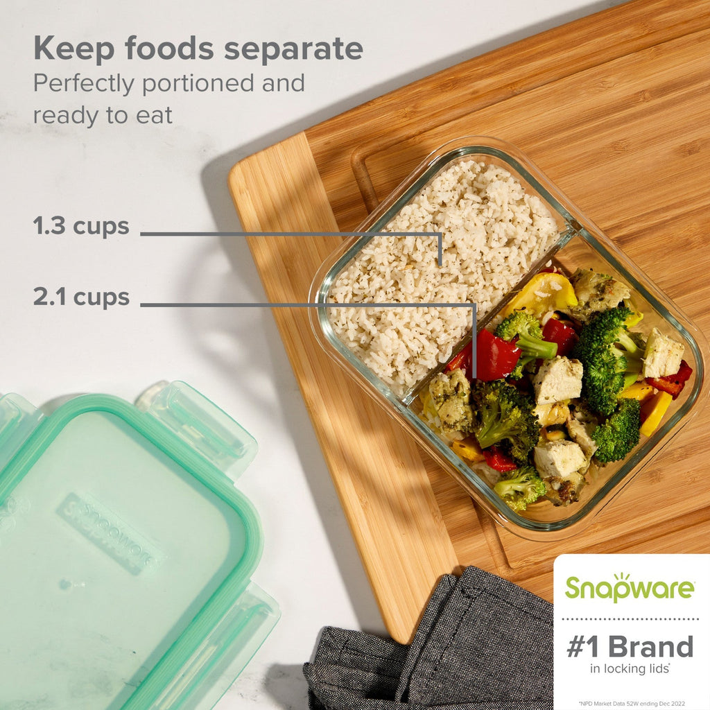 Pyrex Snapware® MealBox™ 4-cup Divided Glass Storage Container with Lid