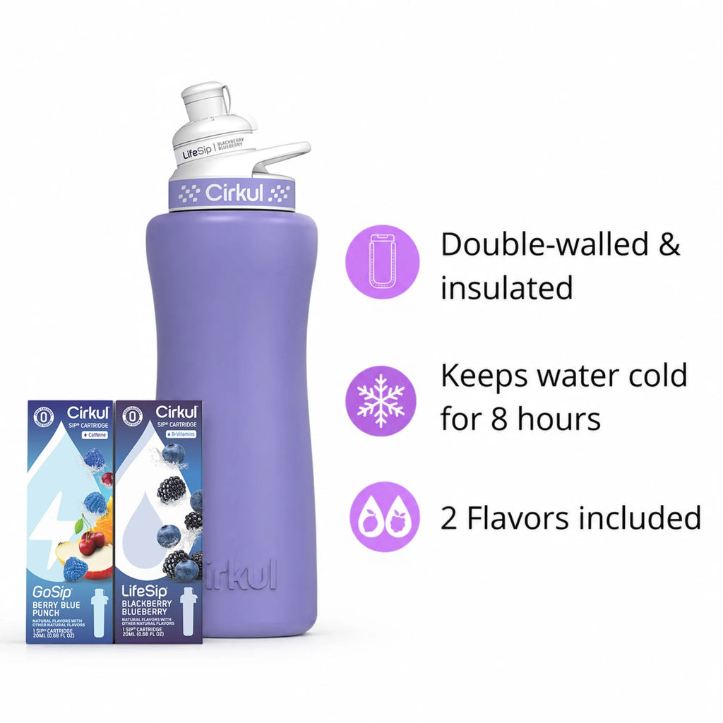Cirkul 32oz. Matte Periwinkle Stainless Steel Bottle Starter Kit