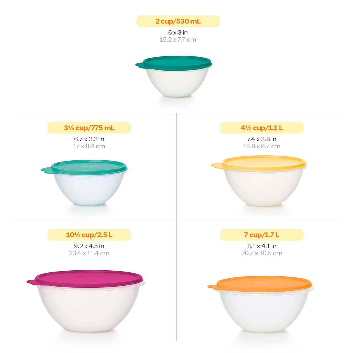 Tupper Ware Classic Wonderlier® Bowls | 5-piece Set
