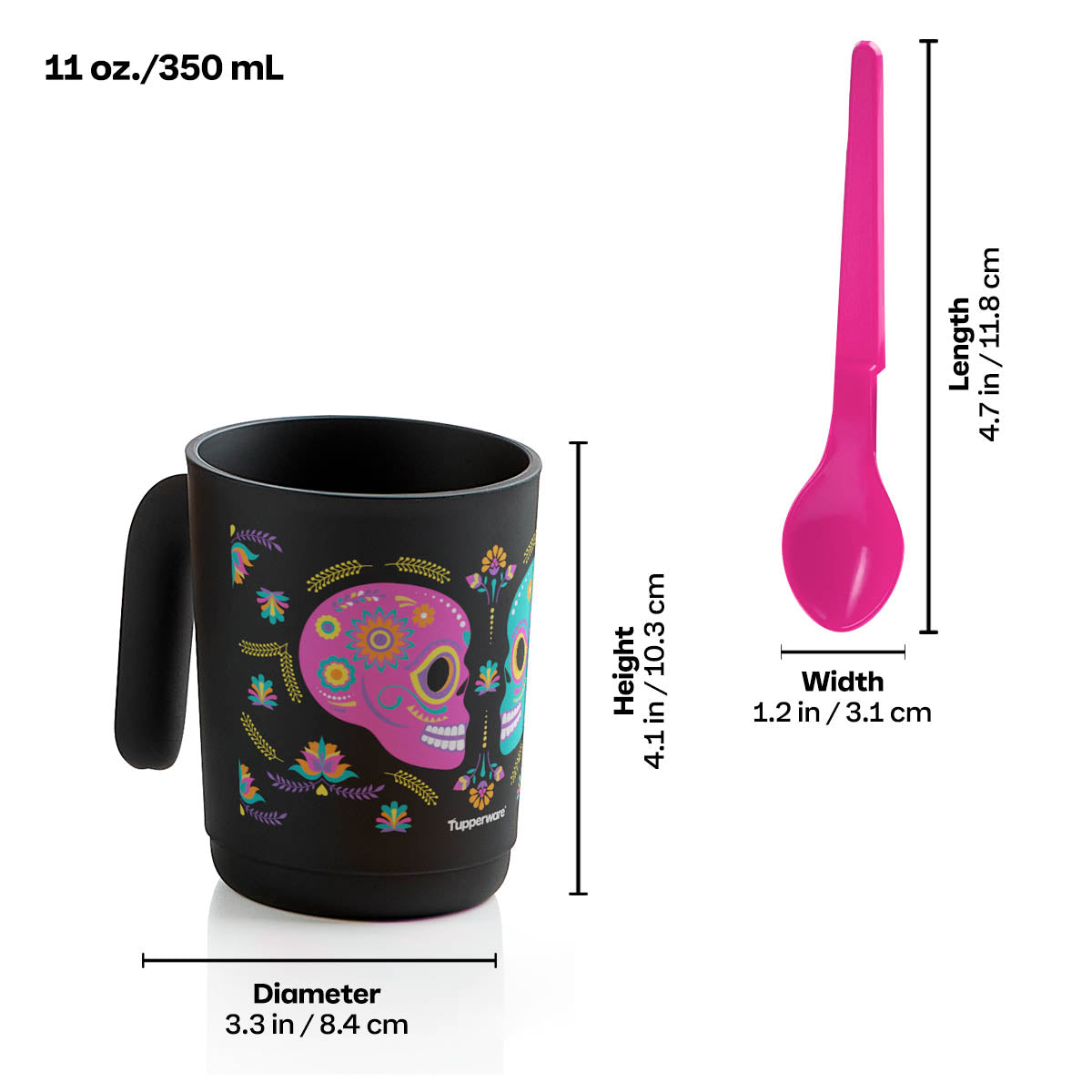 Tupper Ware Tupperware® Dia De Los Muertos Mug Set with Hang-On Spoons | Set of 4