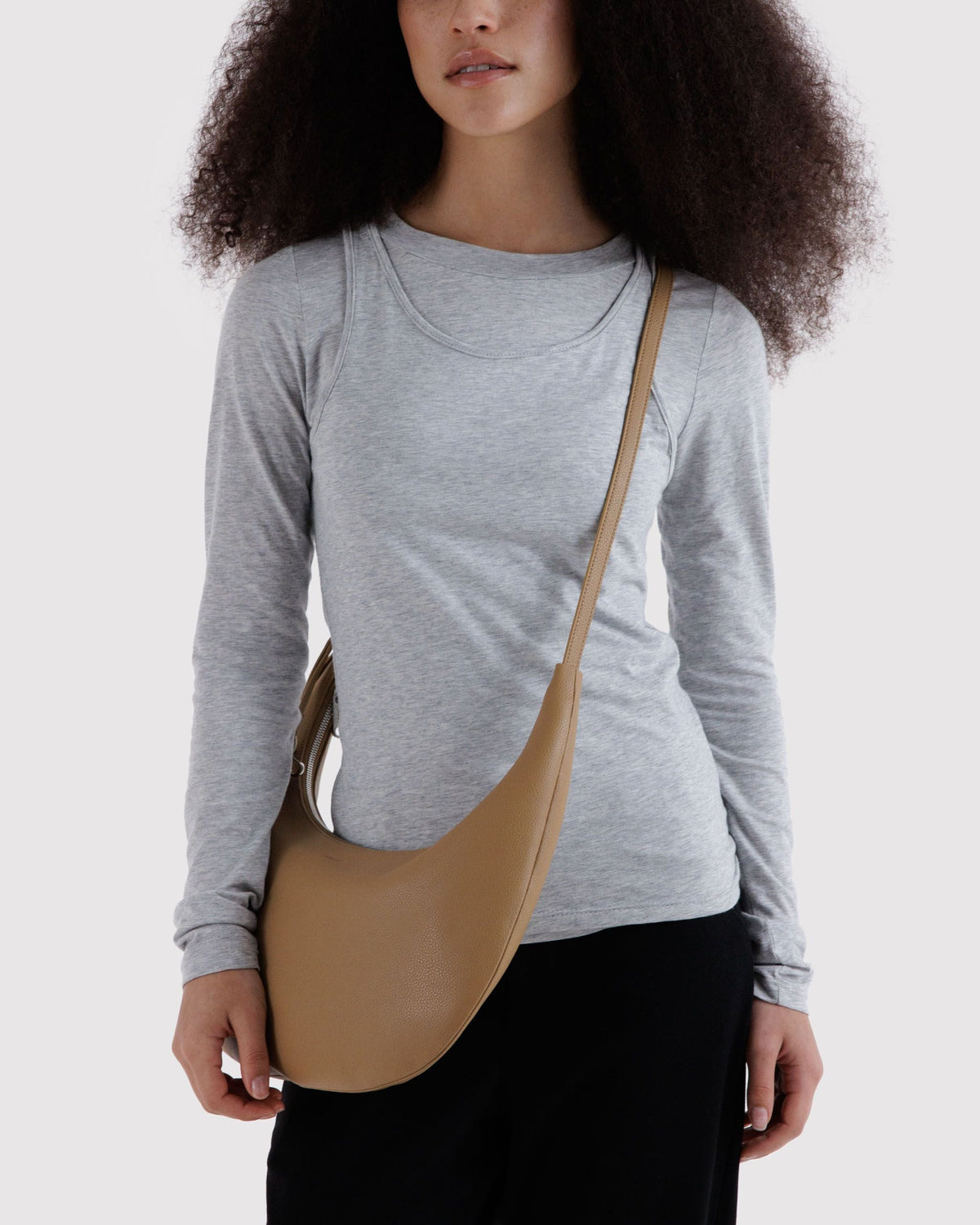 Baggu Medium Recycled Leather Flat Crescent