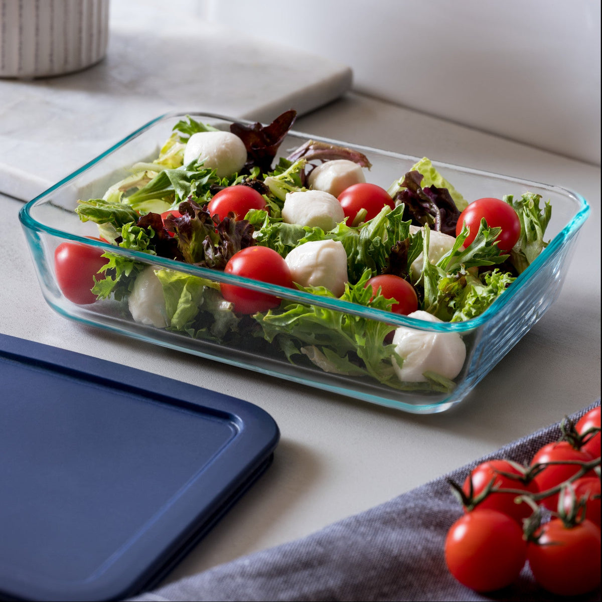 Pyrex Pyrex® Simply Store® 6-cup Rectangular Glass Food Storage Container with Blue Lid